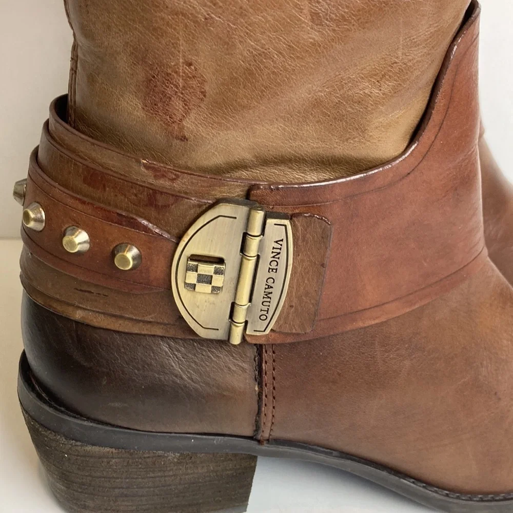 Vince Camuto Beatrix Harness Boot in Russet Sz 8 Riding Knee High Equestrian